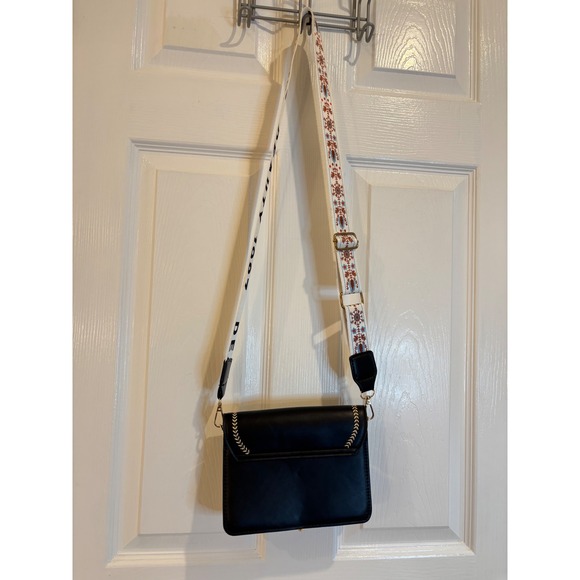 Black & White Crossbody Bag with Beige Strap SN&Fashion Shoulder Purse - Picture 4 of 4